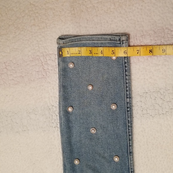 7 For All Mankind Edie Crop Stretch Straight-leg Jeans Pearl embellished /Sz 24 - Picture 14 of 16
